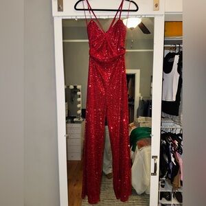 Gianni Bini Vibrant Red Sequin jumpsuit
